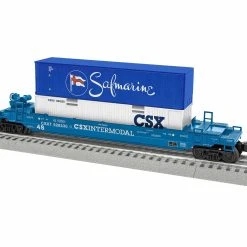 Lionel 1928530 O Gauge Maxi-Stack Well Car With Containers CSX 928530 - NOS