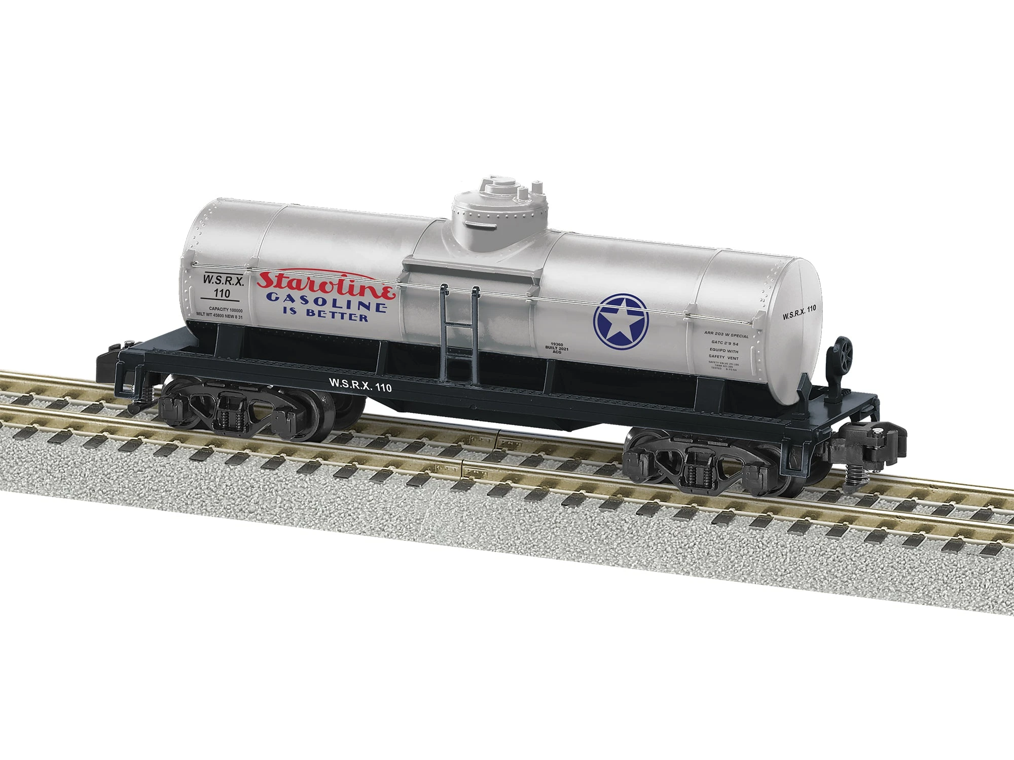 Lionel 2119360 S Gauge American Flyer Single Dome Tank Car Staroline Gasoline WSRX 110 3 Lionel 2119360 S Gauge American Flyer Single Dome Tank Car Staroline Gasoline WSRX 110