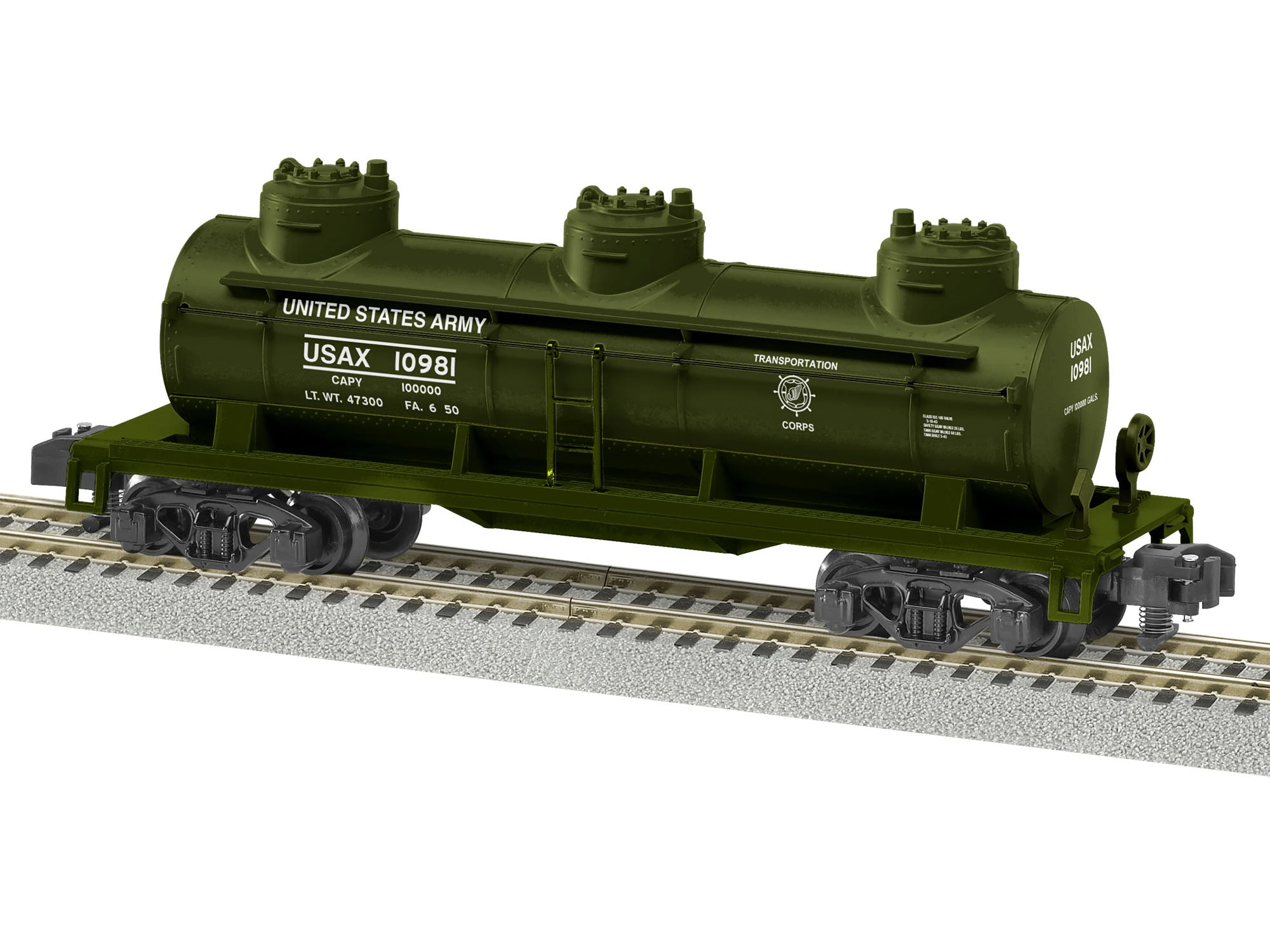 Lionel 2219200 S Gauge American Flyer 3 Dome Tank Car US Army 10981 3 Lionel 2219200 S Gauge American Flyer 3 Dome Tank Car US Army 10981