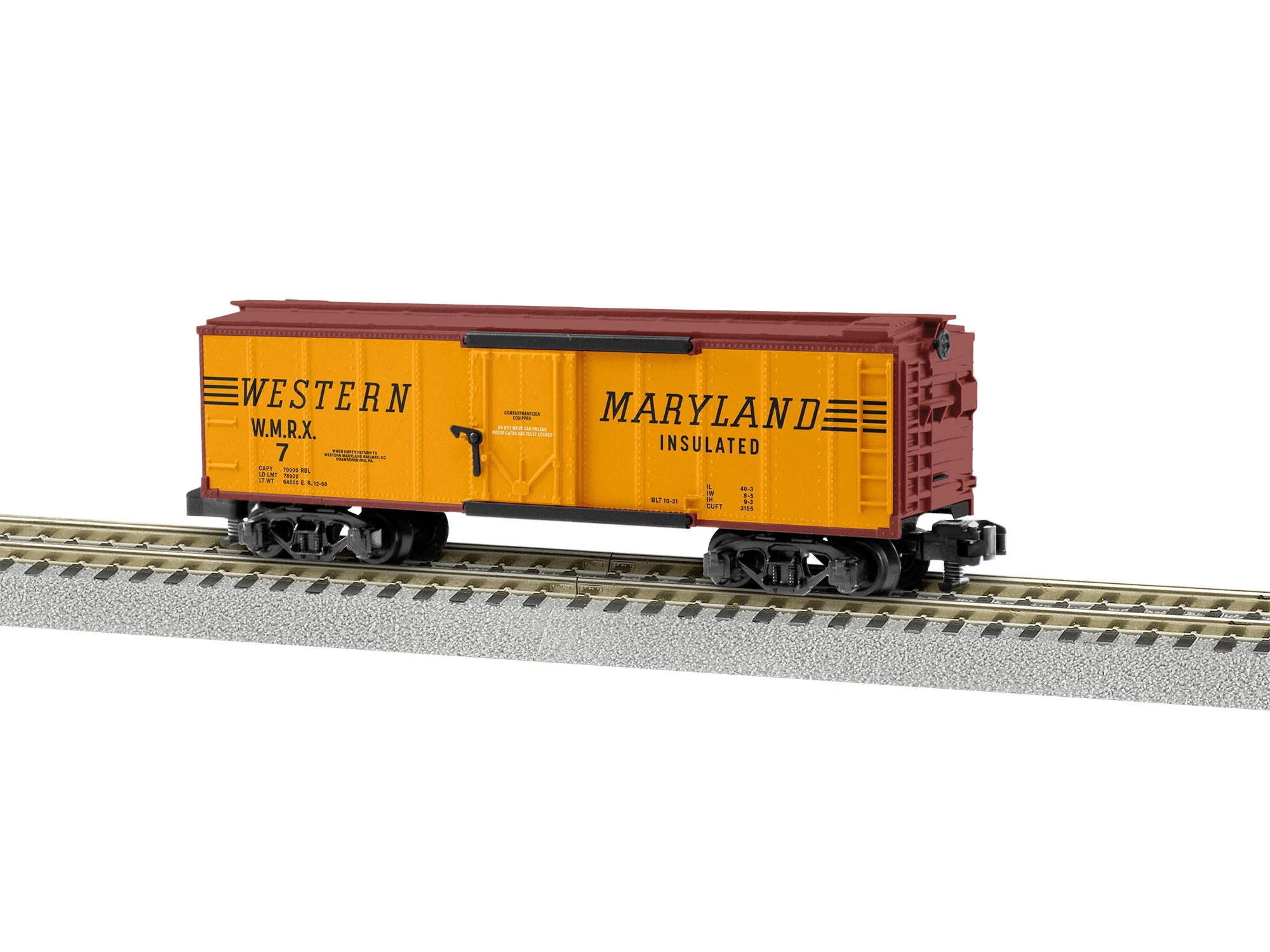 Lionel 2219401 S Gauge American Flyer 40' Insulated Boxcar Western Maryland WM 7 3 Lionel 2219401 S Gauge American Flyer 40' Insulated Boxcar Western Maryland WM 7
