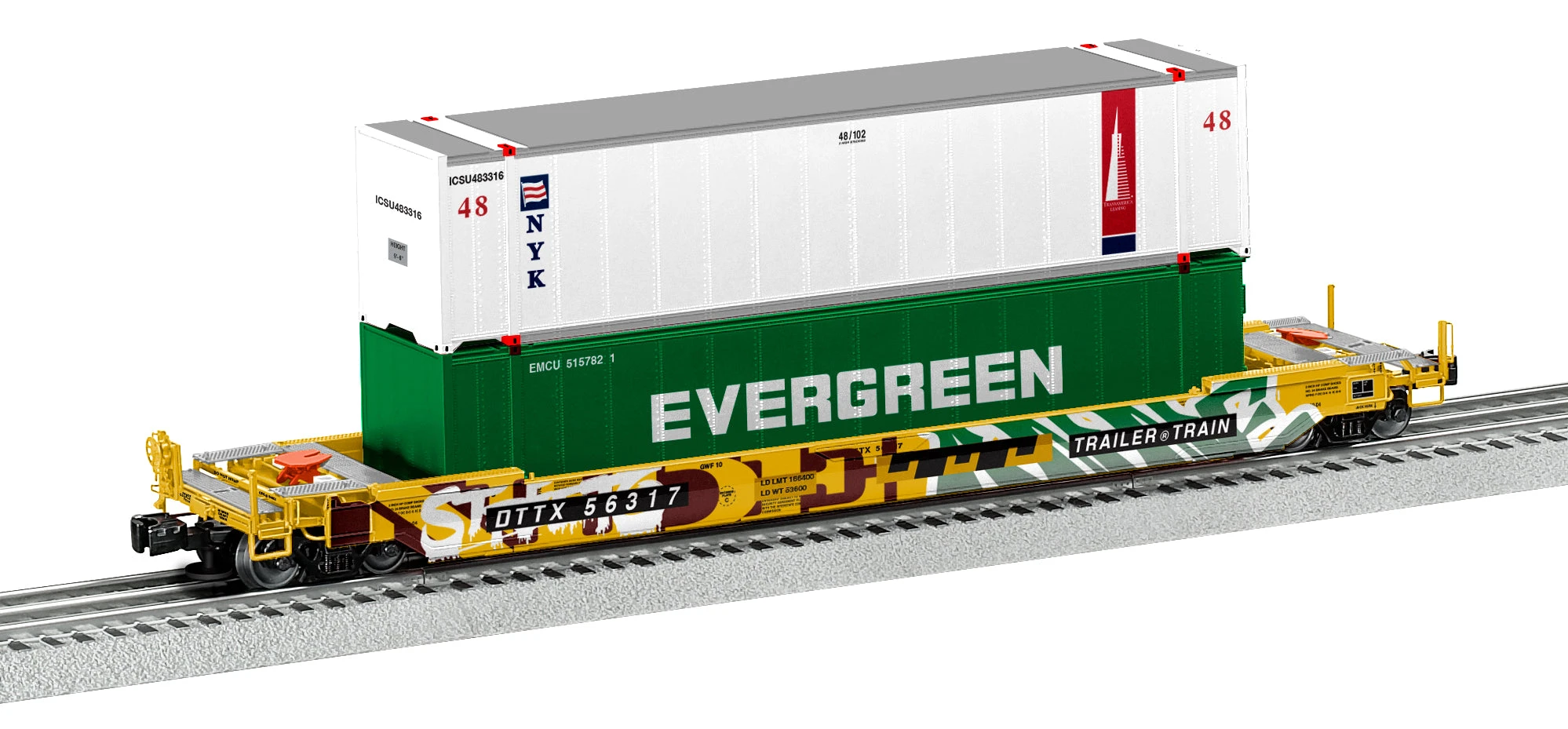 Lionel 2226602 O Scale Husky Stack Well Car With Graffiti Trailer Train TTX 56317 4 Lionel 2226602 O Scale Husky Stack Well Car With Graffiti Trailer Train TTX 56317 - Image 2