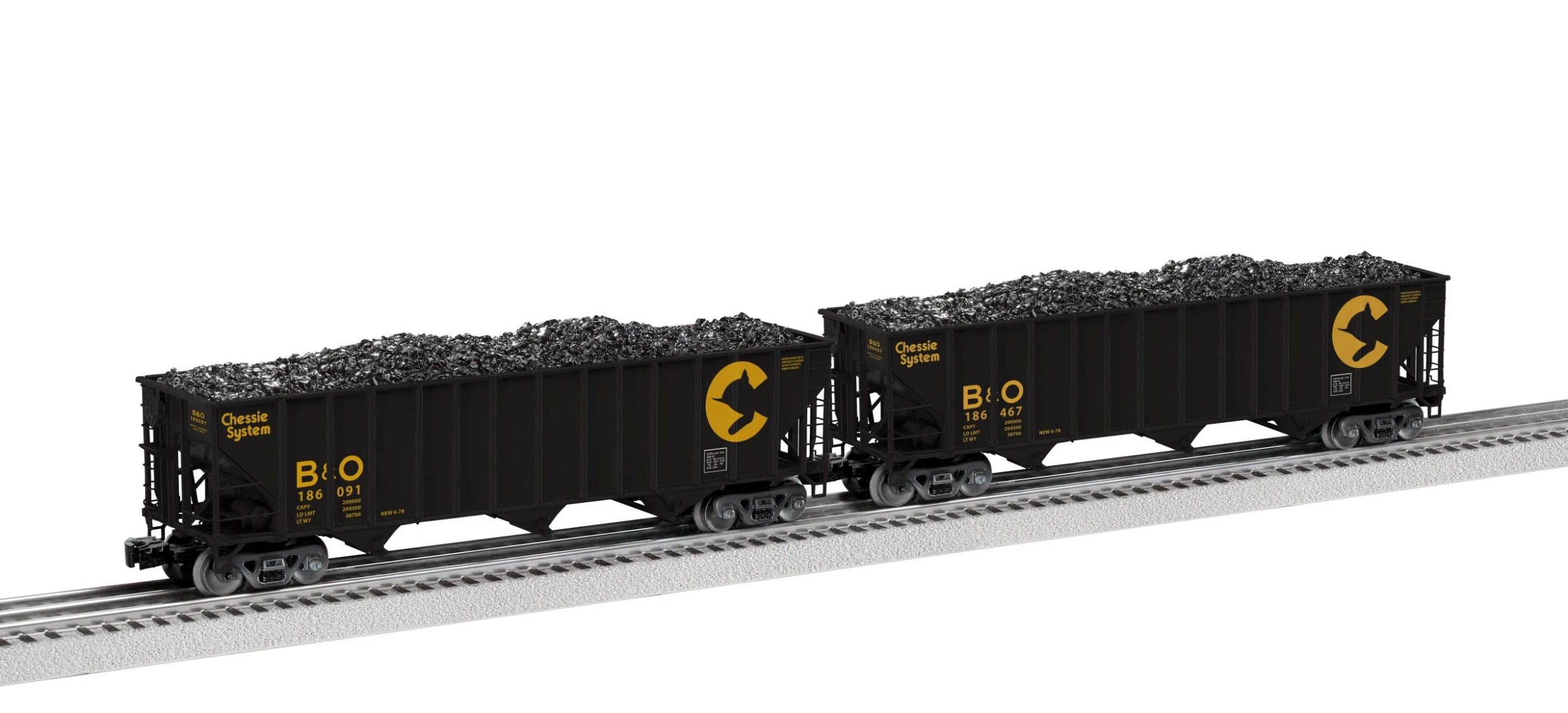 Lionel 2326080 O Scale 100 Ton Open Hopper Chessie System B&O 2 Pack C 3 Lionel 2326080 O Scale 100 Ton Open Hopper Chessie System B&O 2 Pack C