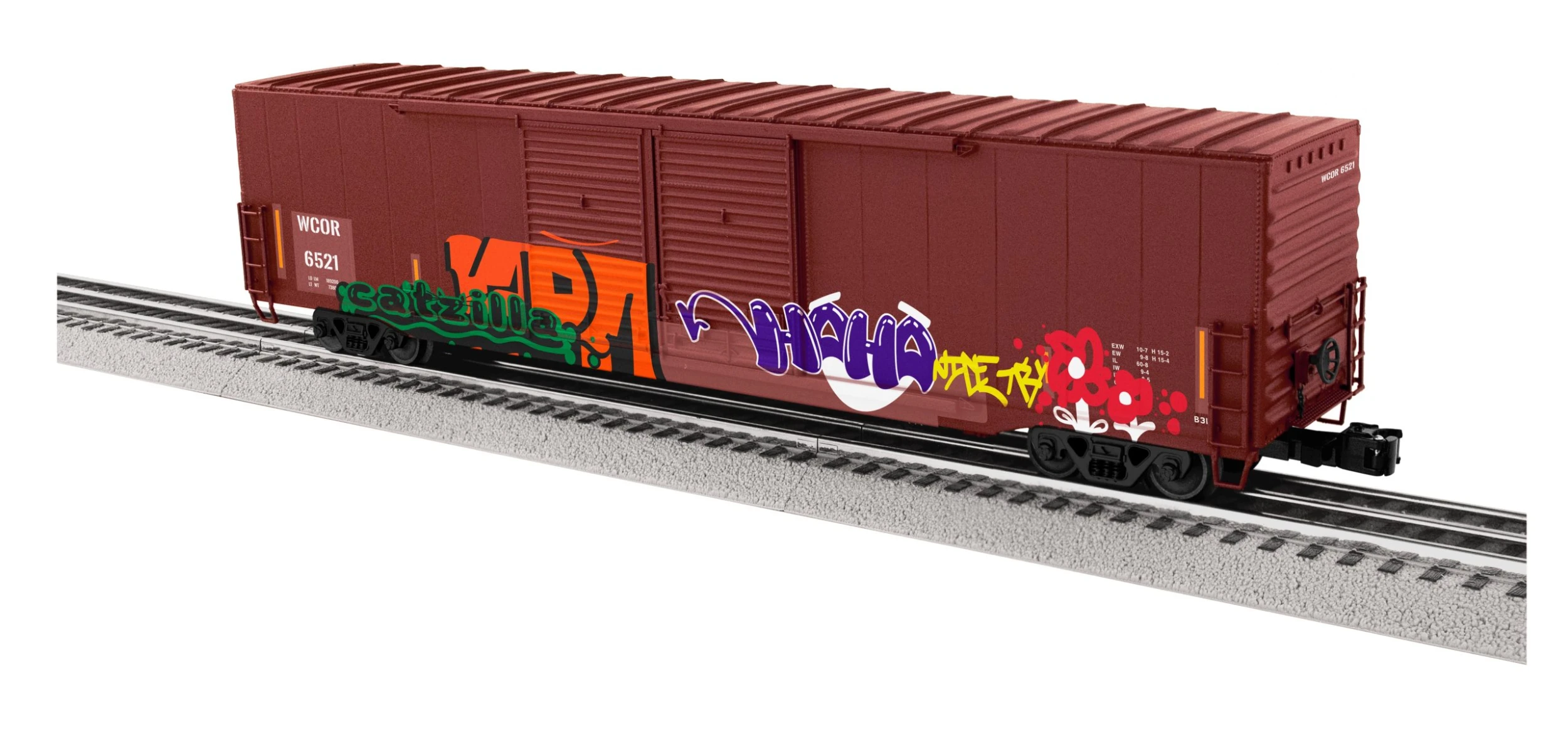 Lionel 2326182 O Scale 60' Boxcar "Graffiti" Wellsboro & Corning WCOR 6521 4 Lionel 2326182 O Scale 60' Boxcar "Graffiti" Wellsboro & Corning WCOR 6521 - Image 2
