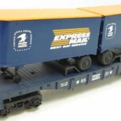 Lionel 6-6531 O Gauge Flatcar With Van Trailers Express Mail - NOS
